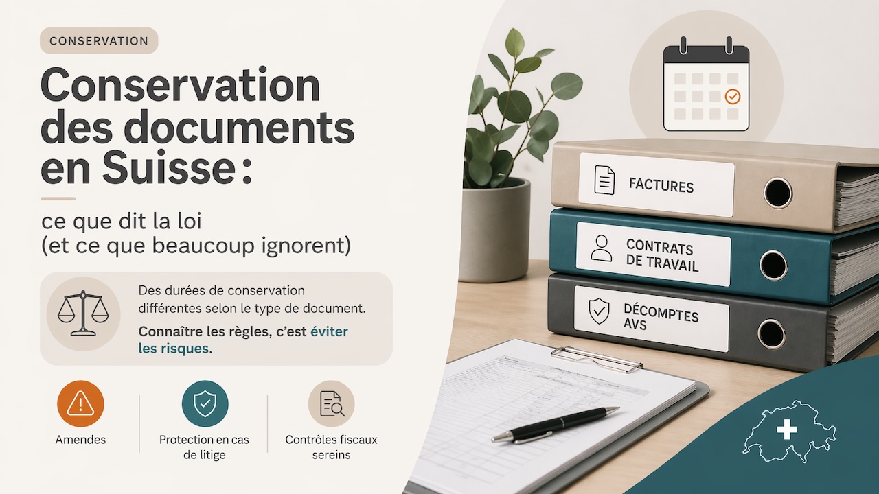 Conservation des documents en Suisse — durées légales par type de document