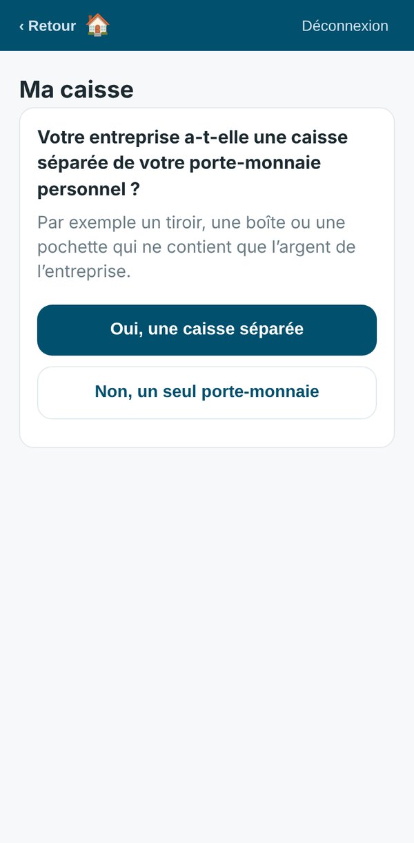 La question posée à la première ouverture : caisse séparée ou un seul porte-monnaie