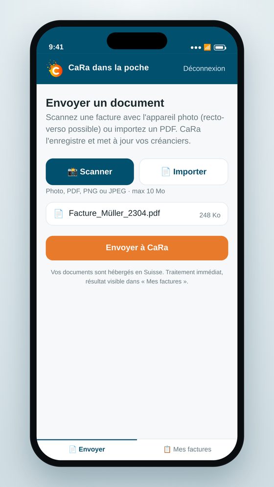 Scanner ou importer une facture PDF dans l'app